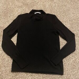 The Fold Twist Neck Sweater Merino Wool Black S Classic minimalist modest preppy